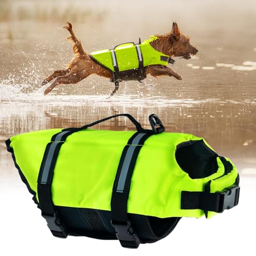 Hundeschwimmwesten Zum Schwimmen | Schwimmhilfe Sicherheitsweste Für Welpen & Hunde,Verstellbare Ausrüstung für Haustiere mittelgroße und große Rassen Welpen Outdoor Wassersport an See Pool Steg und