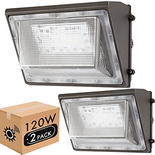 Lightdot 2 Pack 120W LED Wall Pack Lights with Photocell, 13200 LM (700W HPS/HID Equivalent), Daylight 5000K, IP65, Bright Outdoor Commercial and Flood Security Lighting
