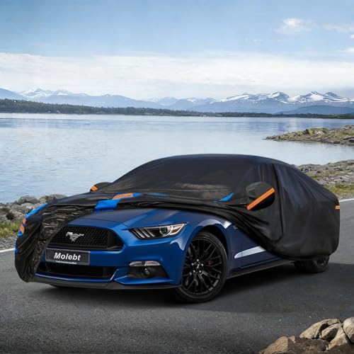 Image of Custom Fit Car Cover for Ford Mustang /Shelby (1964-2026), Upgraded Waterproof All Weather Outdoor Auto Cover with Driver Door Zipper & Mirror Pockets, UV /Snow /Dust Protection