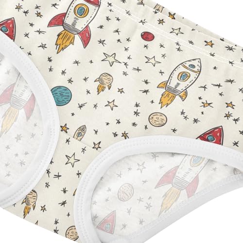 ZZKKO Cartoon Rocket Planet Hand Drawn Girls Underwear Toddler Panties for Girls Comfort Brief Size 2-8T3