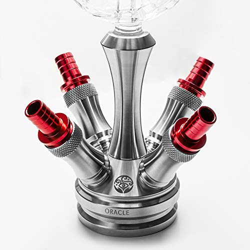 ORACLE HOOKAH® Edelstahl Shisha Set 4 Anschlüsse - mit Shisha Zubehör Kopf Schlauch Mundstück und Molassefänger (shisha… – Bild 3