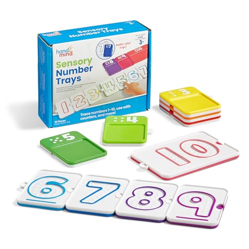 Image of hand2mind Sensory Number Trays, Learning Numbers for Kids, Fine Motor Activities, Counting Toys for Sensory Seeking Kids, Texture Toys, Pre-Writing Skills for Toddlers, Montessori Math Materials
