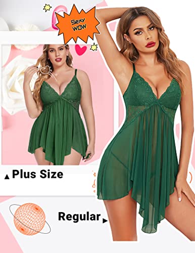 Image of Avidlove Women Lingerie Lace Babydoll V Neck Sexy Sleepwear Strap Chemise
