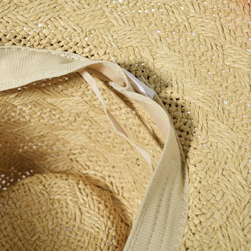 Image of Cowboy Hats for Women & Men Straw Cowboy Hat Wide Brim Western Cowgirl Hats Summer Sun Hat