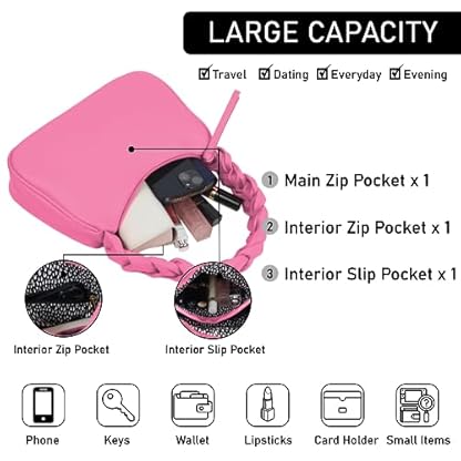 Emperia Braided Top Handle Shoulder Bag For Women, Trendy Designer Small Hobo Tote Handbag - Image 3