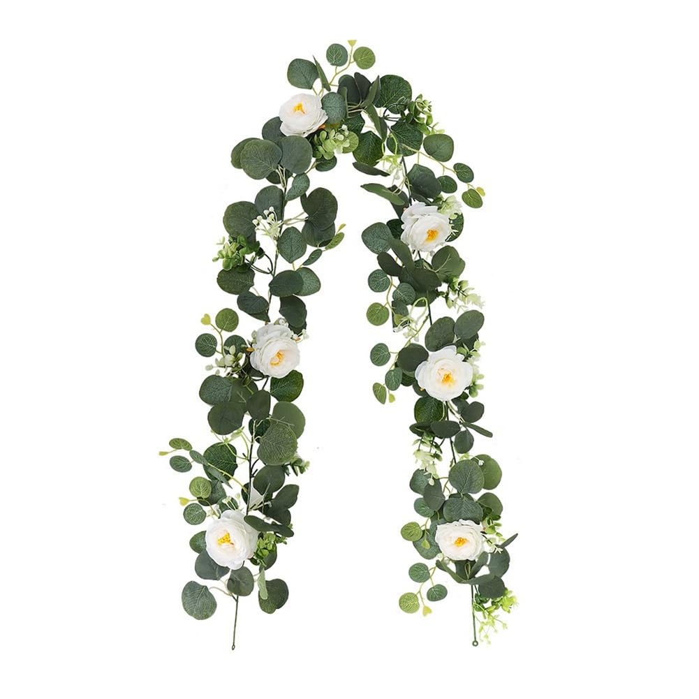 CTRLZS Eucalyptus Garland and Flower Hanging Artificial Eucalyptus Leaf Greenery for Wedding Backdrop Arch