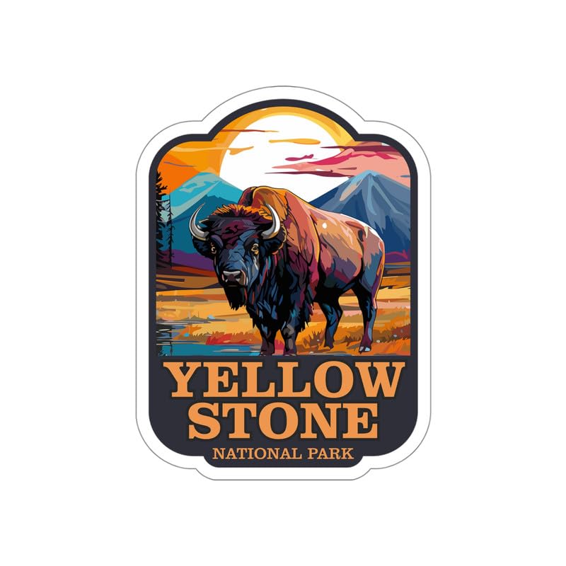 Yellowstone National Park Wyoming Sticker 4 Inch Travel Souvenir Destination - Waterproof Vinyl Decal for Laptop Water Bottle Car Tumbler - Durable Aesthetic Long-Lasting Stickers for Adults ID44990