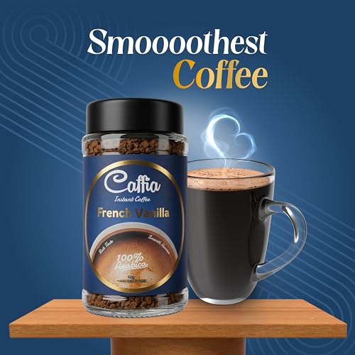Image of CAFFIA French Vanilla Premium Instant Coffee | 100% Arabica | Freeze Dried Coffee Powder - 50g | Make Cafe Style Hot or Cold Coffee at Home | Smooth Medium Roast | Rich & Smooth Taste