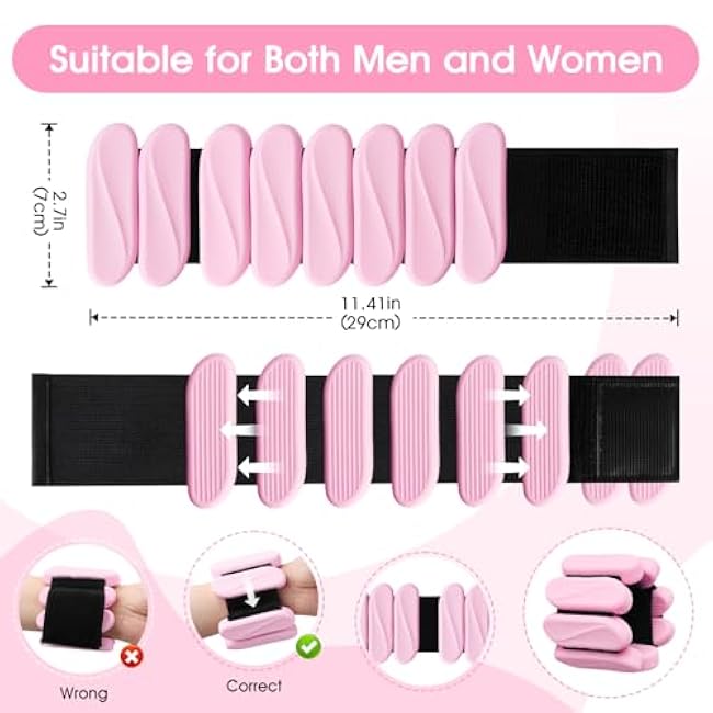 Wrist Weights, 2Pack Wearable Wrist Ankle Weights for Women & Men, Adjustable Arm and Leg Weights, Silicone Weighted Bangles for Walking Yoga Pilates Running Dance Gym 2lb
