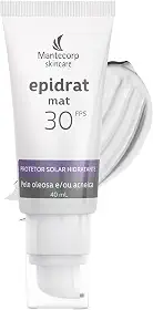 MANTECORP - Protetor Solar Hidratante Epidrat Mat Sem Cor FPS 30 - Textura Leve Efeito Ultramate, Reduz Rugas, Alta Proteção UVA e UVB - 40ml