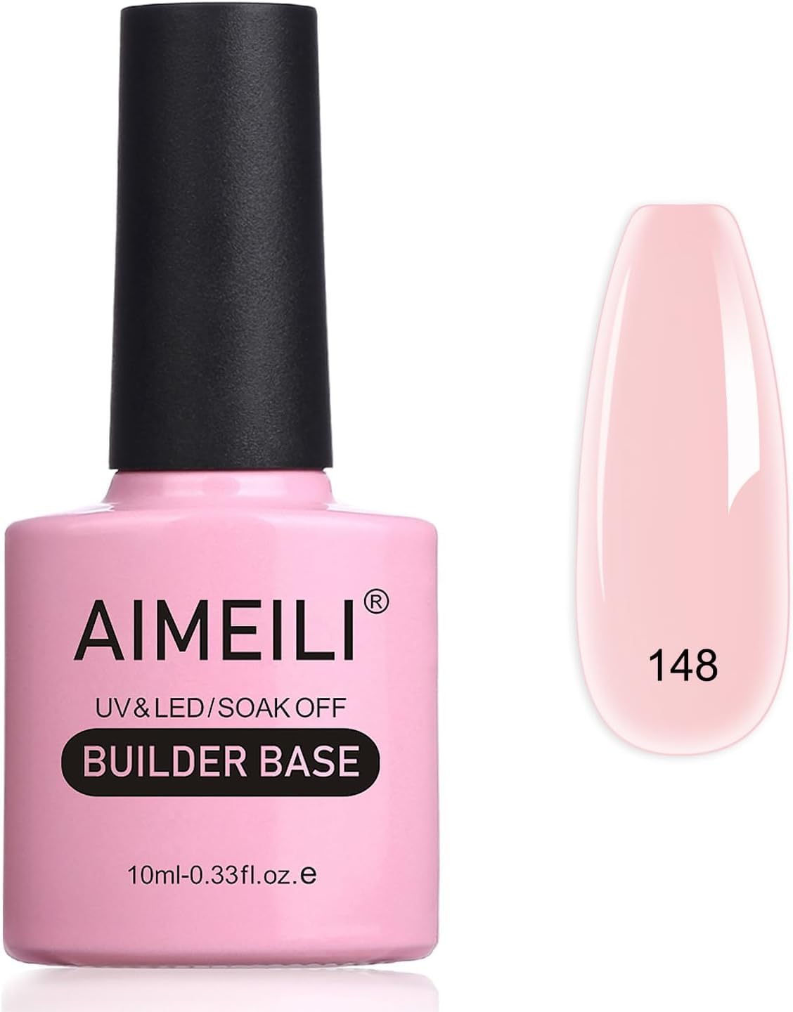 AIMEILI 8 in 1 Nude Pink Builder Base Gel, Clear Sheer Color UV LED Gel Nail Polish for Strengthening Gel Reinforcement Extension, Long Lasting & Easy to Apply - (148) 10ml