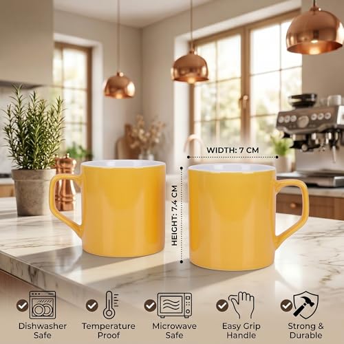 Image of U.P.C. Ceramic Tea Cups Set of 6| Microwave & Dishwasher Safe Cup Set of 6 for Tea & Coffee | Premium Coffee Mugs Set of 6 | Stylish Cups for Home & Office with Bone-Ash Free-150ml.