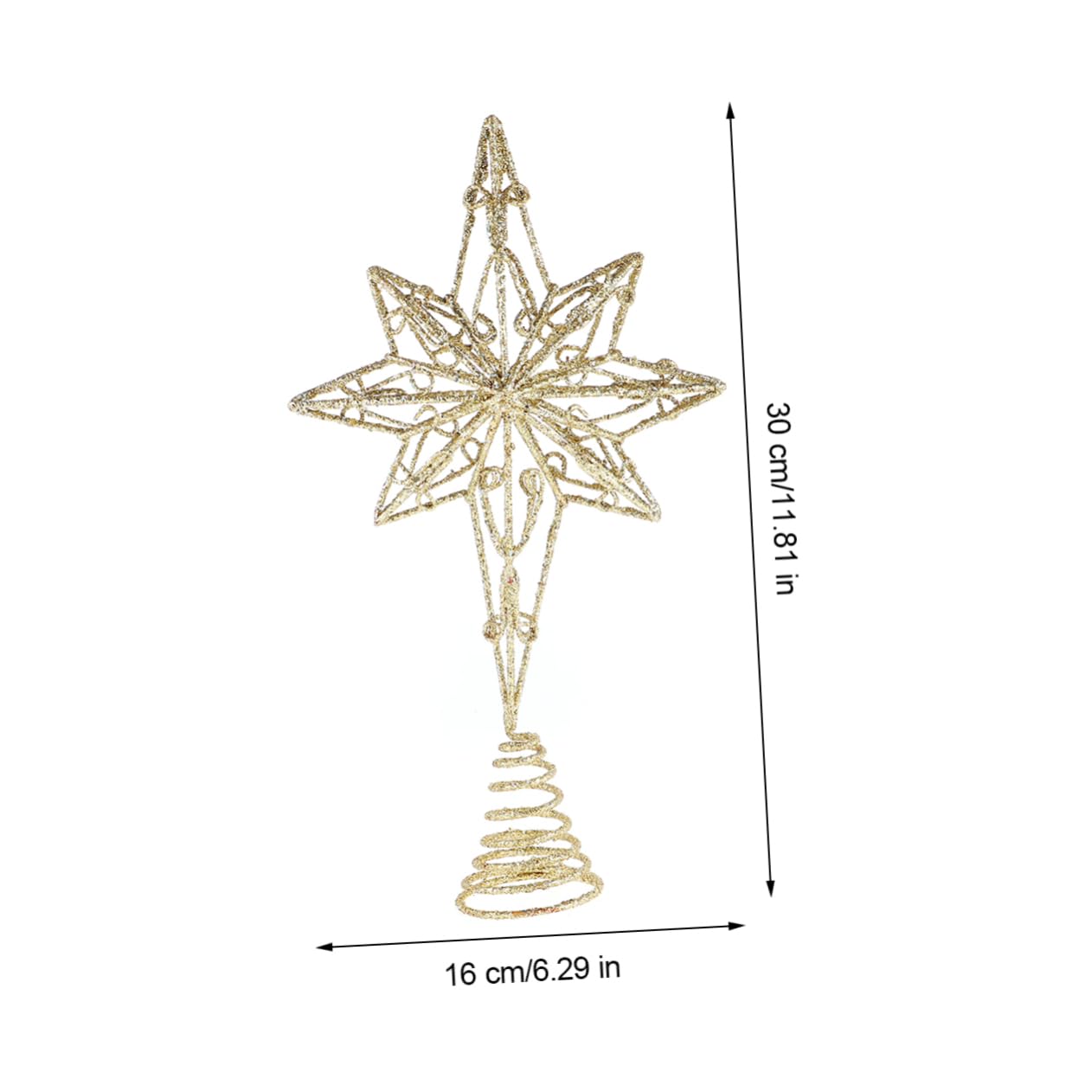PRETYZOOM 3 Pezzi Di Puntale Per Albero Di Natale in Metallo A Forma Di Stella Di Anice Decorazione Festiva Per La Cima Dell'albero 16x30 Cm Senza Per Le Festività Natalizie