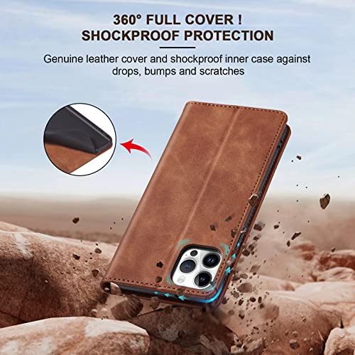 Image of Jasonyu Flip Wallet Case for iPhone 13 Pro,Brown