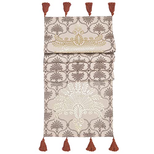 Image of Blanc 9 Surkhab Light Brown Home & Kitchen Pure Cotton Printed 4 /6 Seater Table Runner|(33x182) cm