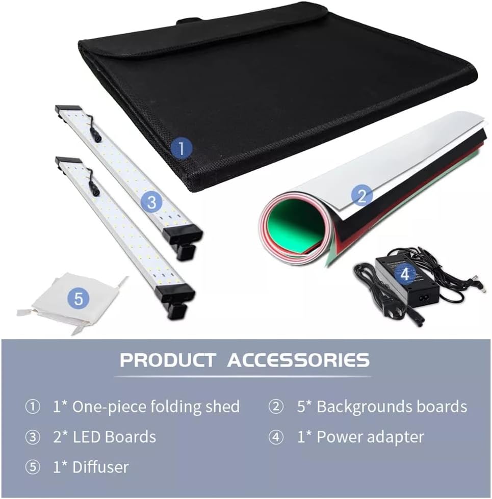 Photo Light Studio Soft Boxes Portable Foldable Dimmable Photography Table Shooting Tents Kit with 3Pcs Background Board(65x65cm)