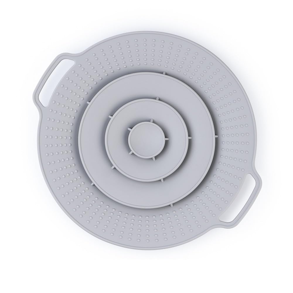 Shungong Universal 30cm Silicone Pot Lid - Reusable Spill Stopper For Pans And Pots(Grey)