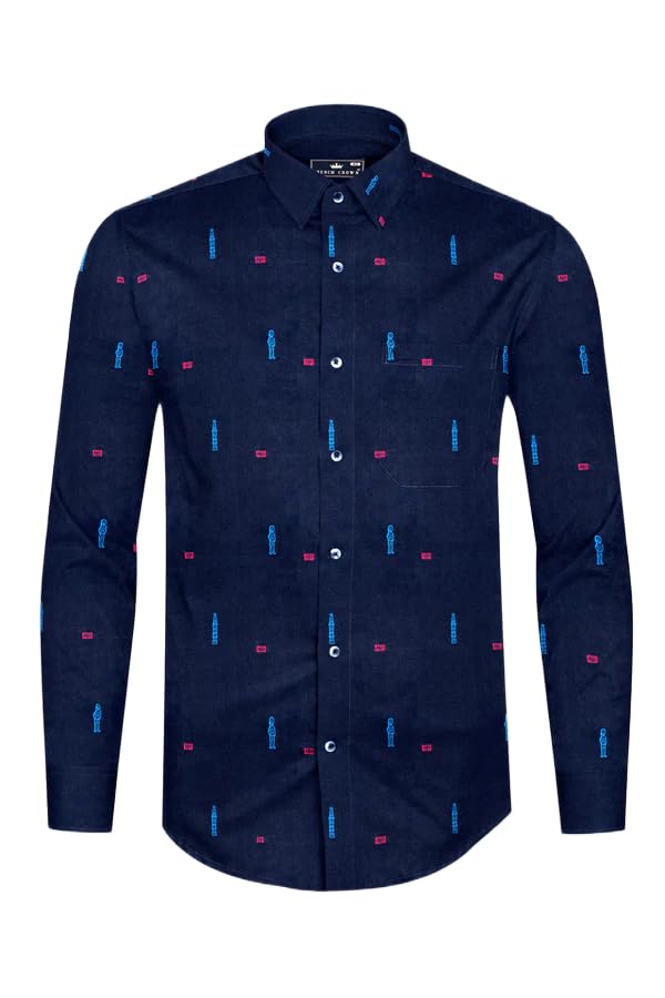 Haiti Blue Jacquard Textured Premium Cotton Shirt-image-25