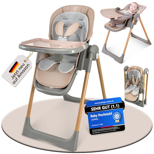 LepiBaby FlexiCo Hochstuhl Baby mit Liegefunktion & Neugeborenenaufsatz, Klappbar &...