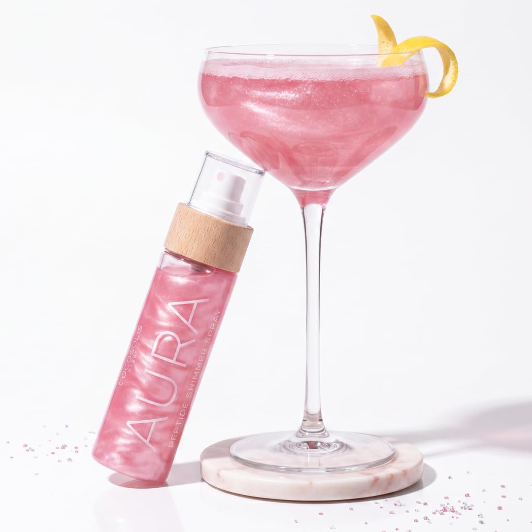 COCOSOLIS AURA PINK Peptide Shimmer Spray - Brillantini naturali con peptidi per viso, corpo e capelli