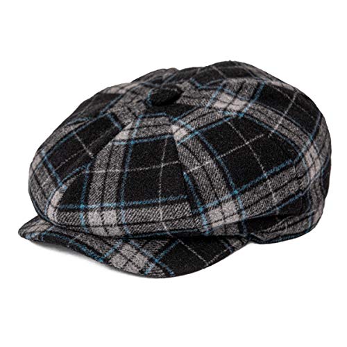 Feinion Men's 8 Piece Newsboy Flat Cap Wool Blend Gatsby Ivy Golf Cabbie Hat (Plaid, 7 1/2) #TOP14