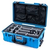 ColorCase Pelican Air 1535 機内持ち込み用ケース エレクトリックブルー Mサイズ 防水ケース グレーのパッド入りマイクロファイバーディバイダー&メッシュ蓋オーガナイザー ブラックハンドル TSAロックラッチ, 015350-0170-120-L10