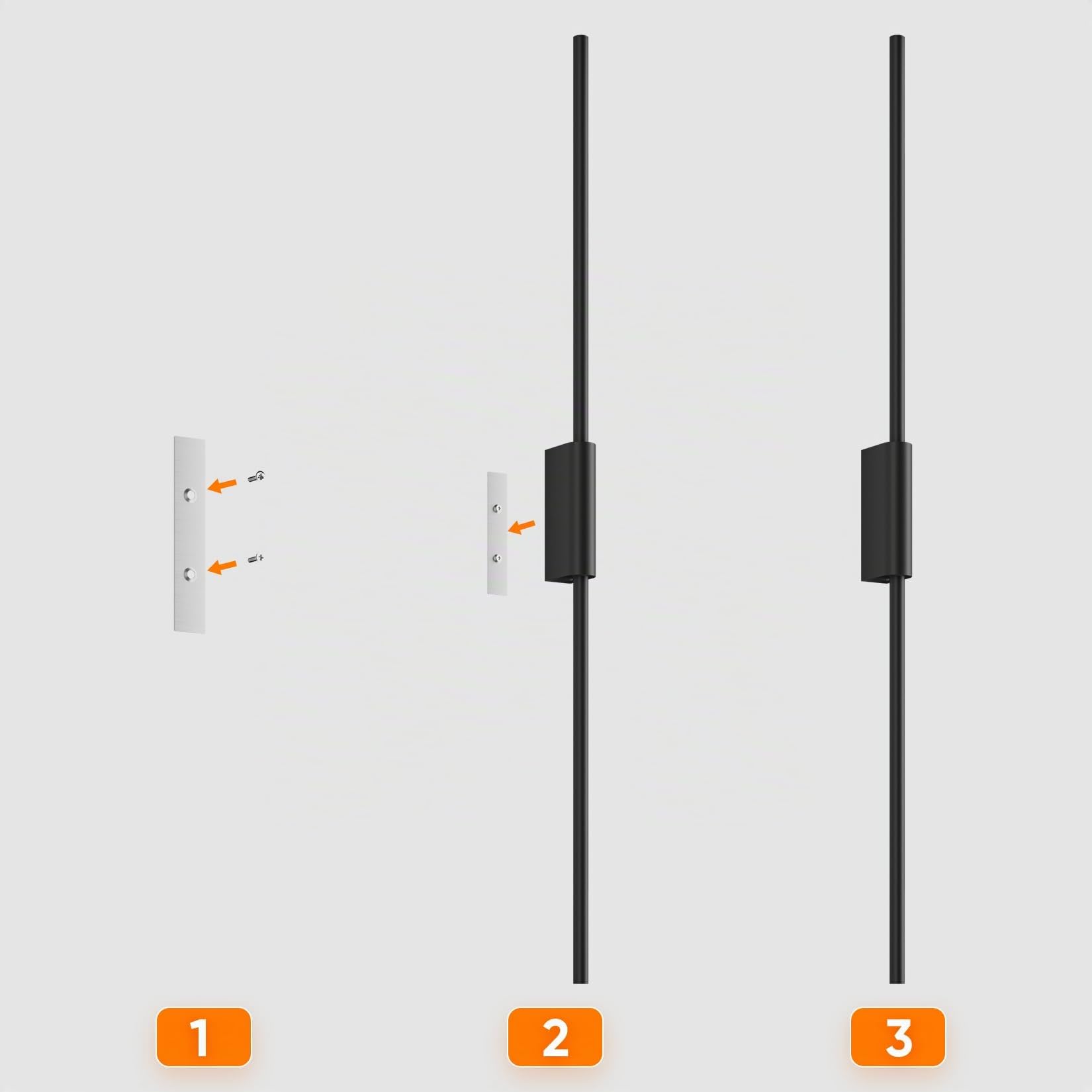 2 Pièces 100cm 9W Lampe Murale LED d'Intérieur Noir sans Fil