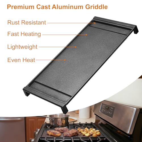 Image of WB31X24738 Stove Top Griddle for GE Gas Range,Aluminum,9x19.5 Inch | 9x19.5 Inch Nonstick Center Griddle Compatible with GE Appliance, Cooktop Flat Plate for GE Stovetop Parts