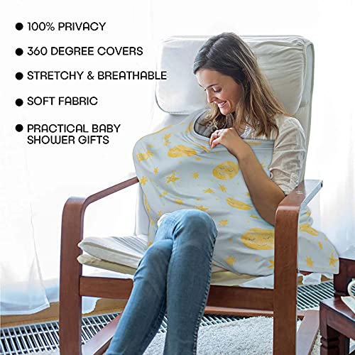 Image of Stretchy Baby Car Seat Covers for Newborns, Infant Car Canopy Extra Soft and Stretchy Nursing Covers for Moms (Shinning Night)
