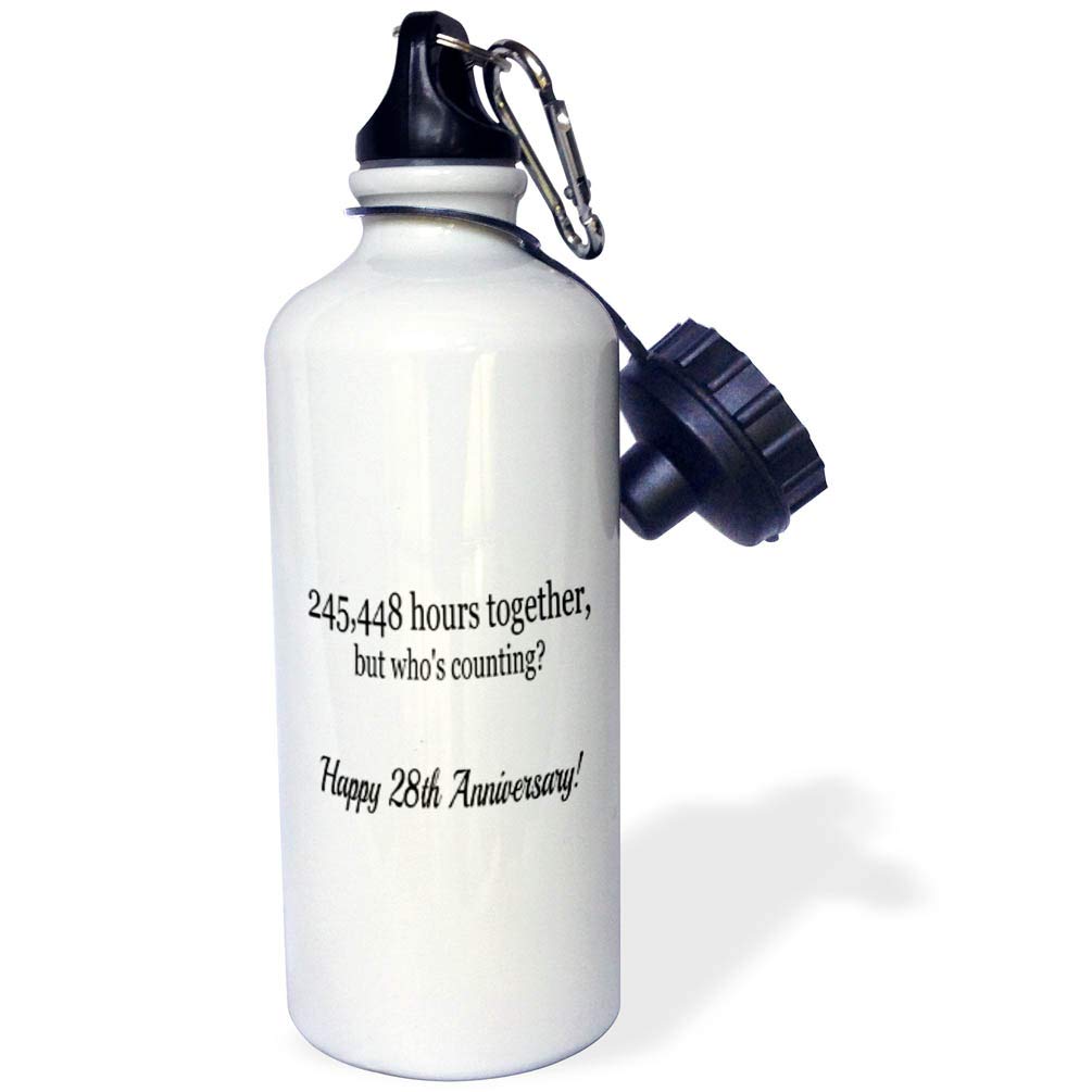 3dRose Happy 28th Anniversary-245448 hours together Sports Water Bottle 21 oz White