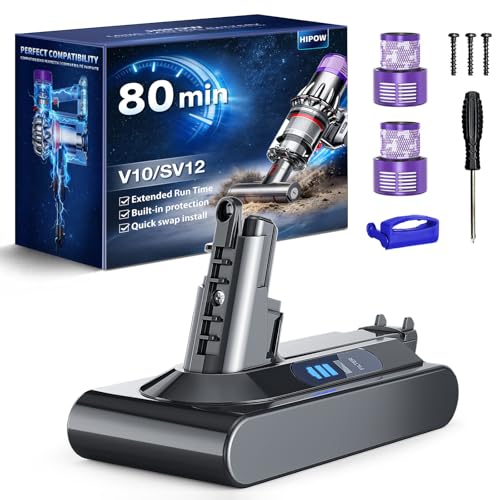 Image of HIPOW Battery Replacement Compatible with Dyson V10 Series Vacuum Cleaners