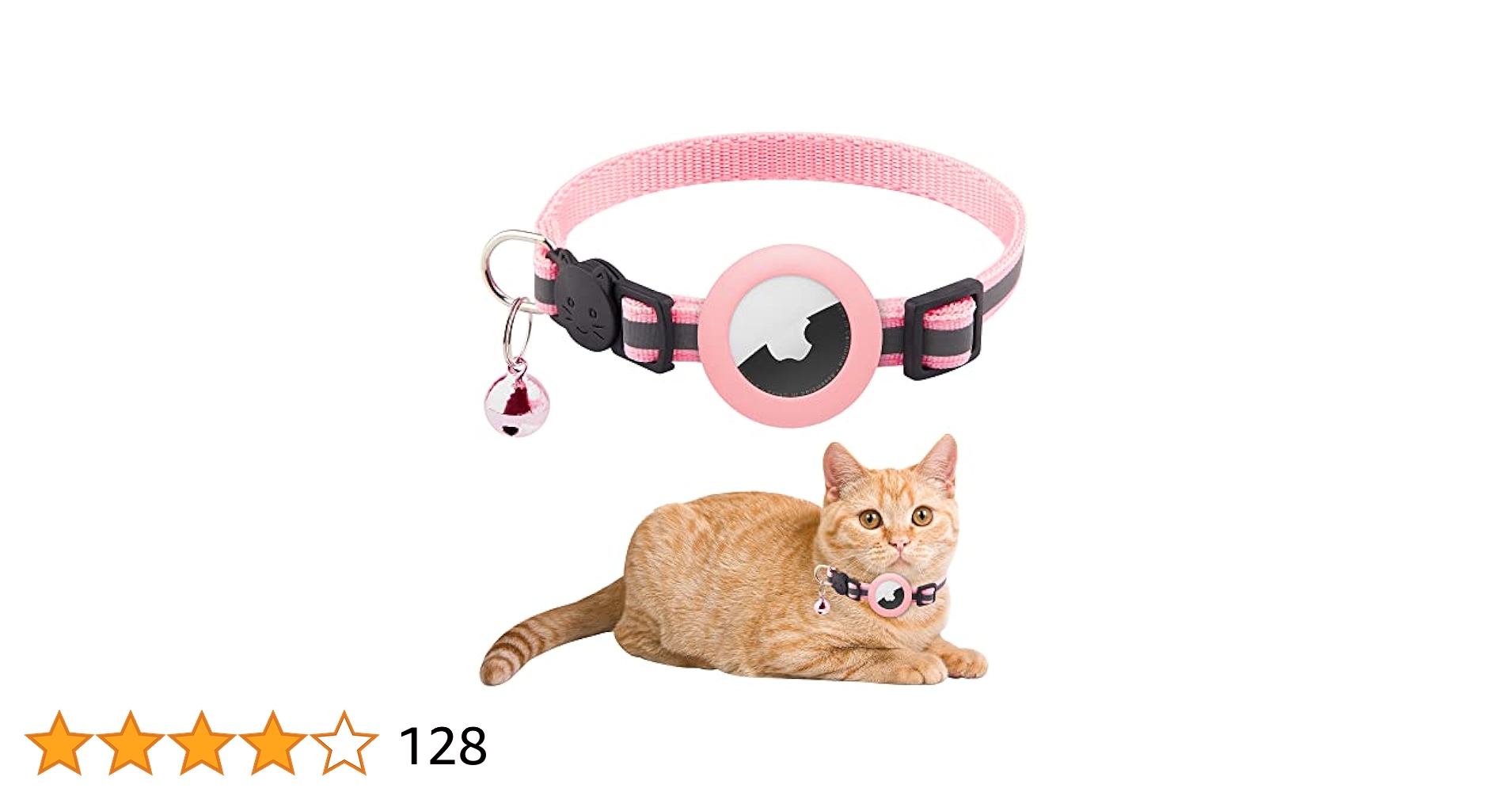 Airtagエアタグ本体と首輪(蛍光ピンク)セット猫用犬用