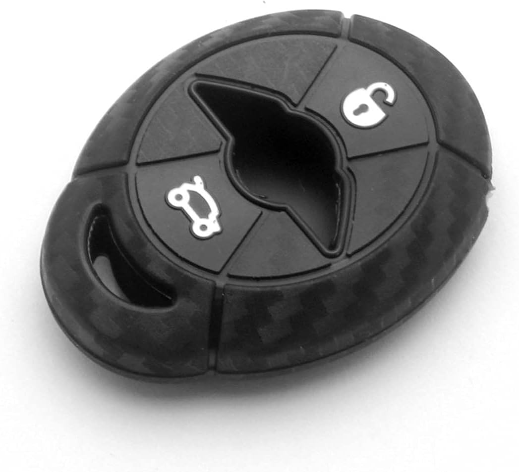 x xotic tech Carbon Fiber Pattern Soft Silicone Key Fob Cover Compatible with Mini Cooper MK1 R50 R52 R53