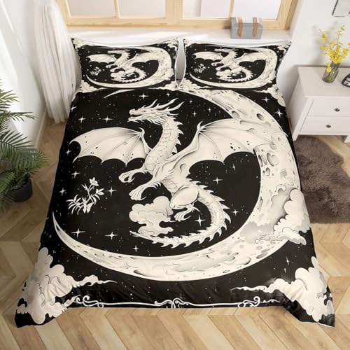 Housse de couette dragon 140x200 parure lit 2 pièces - 2