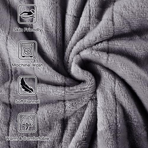 Image of Tefici Electric Heated Blanket Throw, Super Cozy Soft 2-Layer Flannel 50 inch x 60 inch Heated Throw with 6 Heating Levels & 4 Hours Auto Off, Machine Washable, ETL&FCC Certified, Home Office Use,Grey