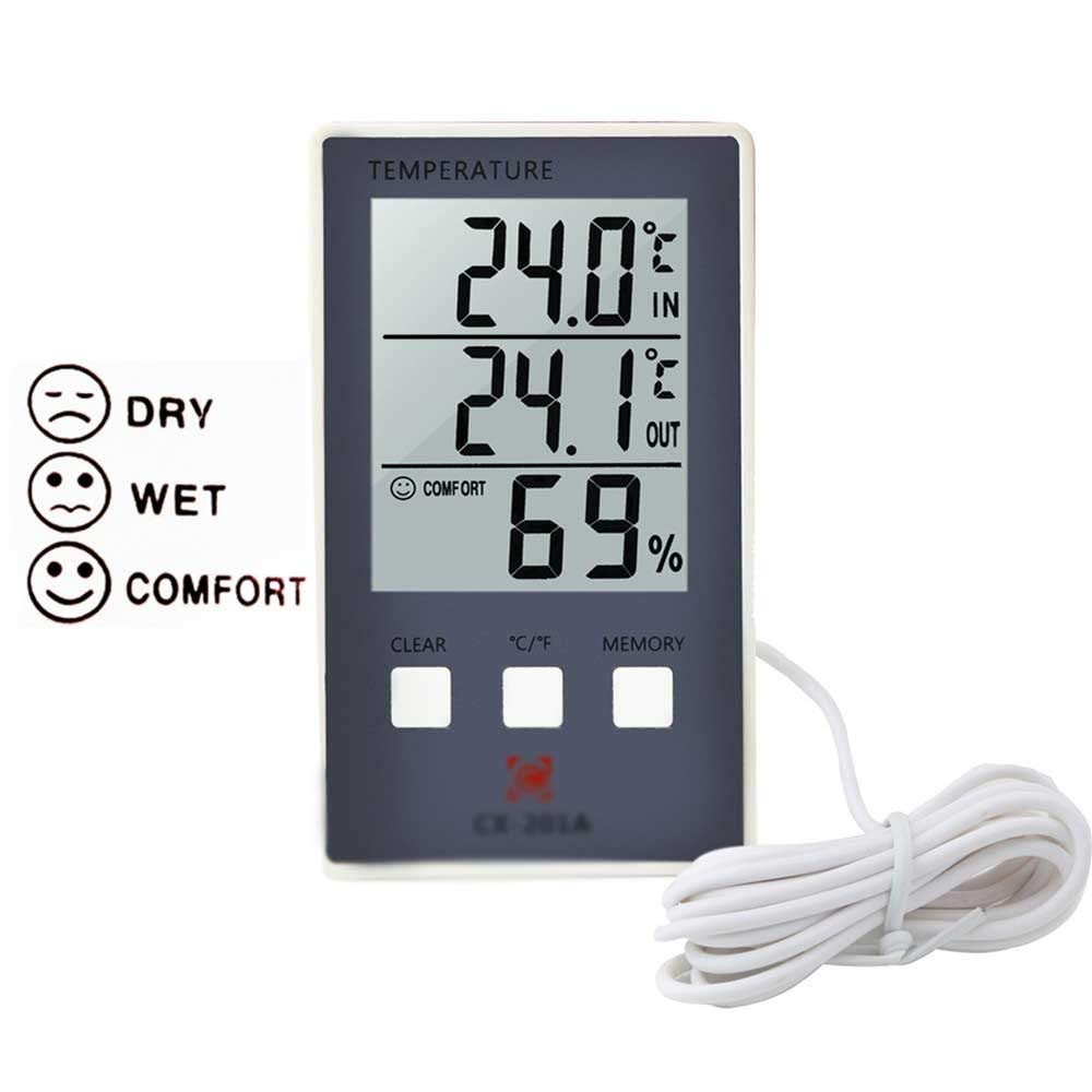 Cyfrowy termometr higrometr wewnętrzna temperatura zewnętrzna miernik wilgotności C/F wyświetlacz LCD sonda czujnika stacja pogodowa