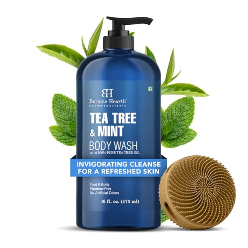 Botanic Hearth Tea Tree &amp; Mint Body Wash with Silicone Body Brush16 fl oz