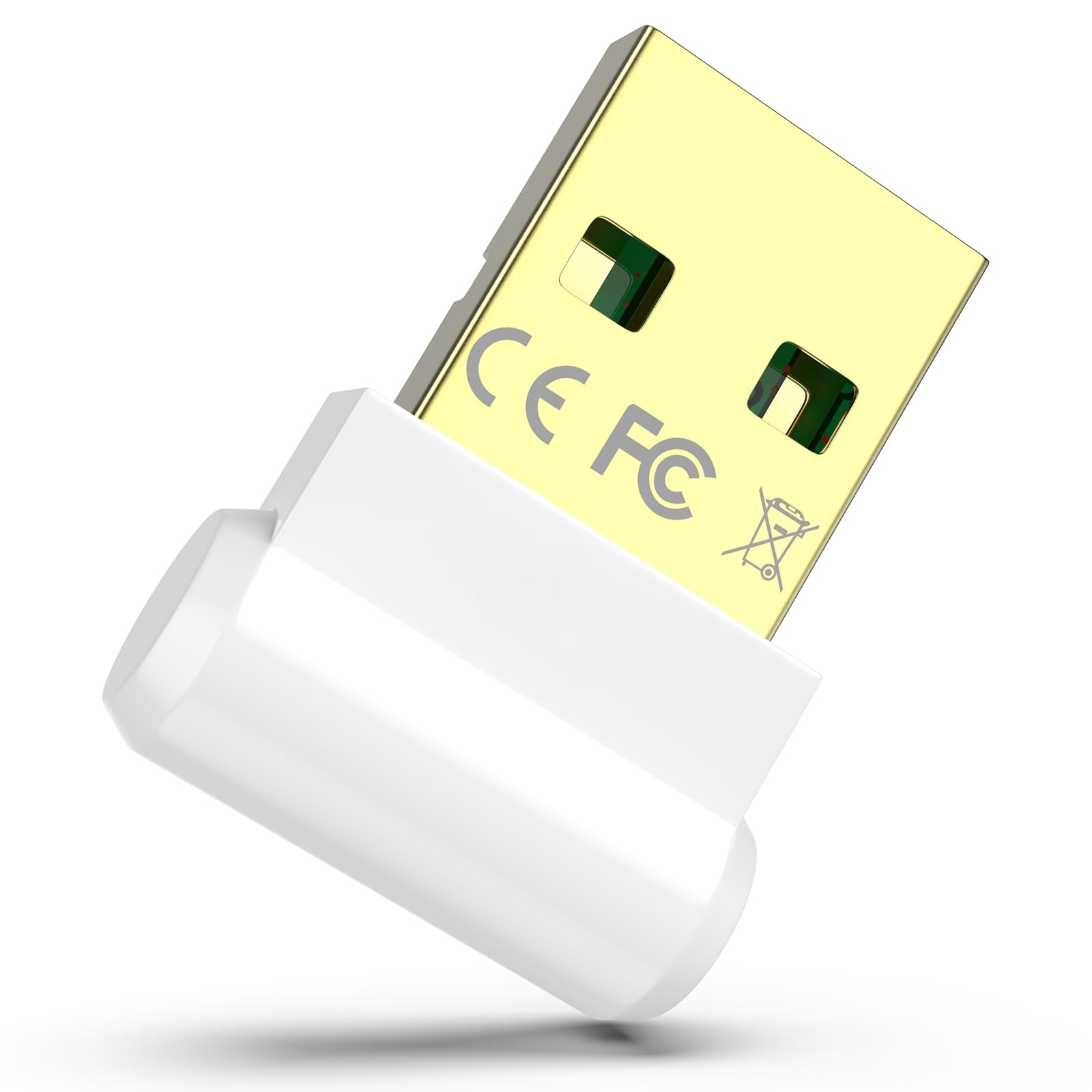 Bluetooth Adapter for Desktop PC, Plug &amp; Play 5.3 USB Mini EDR Dongle Receiver &amp; Transmitter for Laptop Computer Compatible with Headphones Keyboard Mouse Only Windows 11/10/8.1 (White)