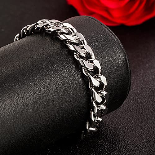 H&Beautimer Fashion 925 Sterling Silver Classic Cuban Chain Bracelet 10mm-7 "8" 9 "10" Curb Cuban Bracelet Solid Thick Large Link Bracelet For Men Jewelry Gift4