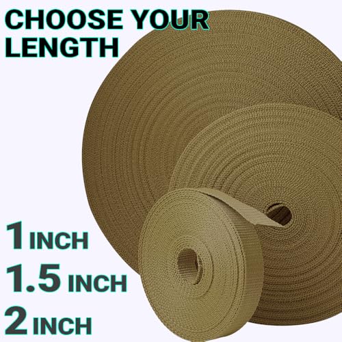 Image of TECEUM 3 /4 inch & 5 /8 inch & 1 inch & 1.5 inch & 2 inch Webbing - 10 25 50 Yards - 40+ Colors - Heavy Duty 1 Inch 1.5 Inch 2 Inch Backpack Straps - Webbing for Outdoors Indoors Crafting DIY