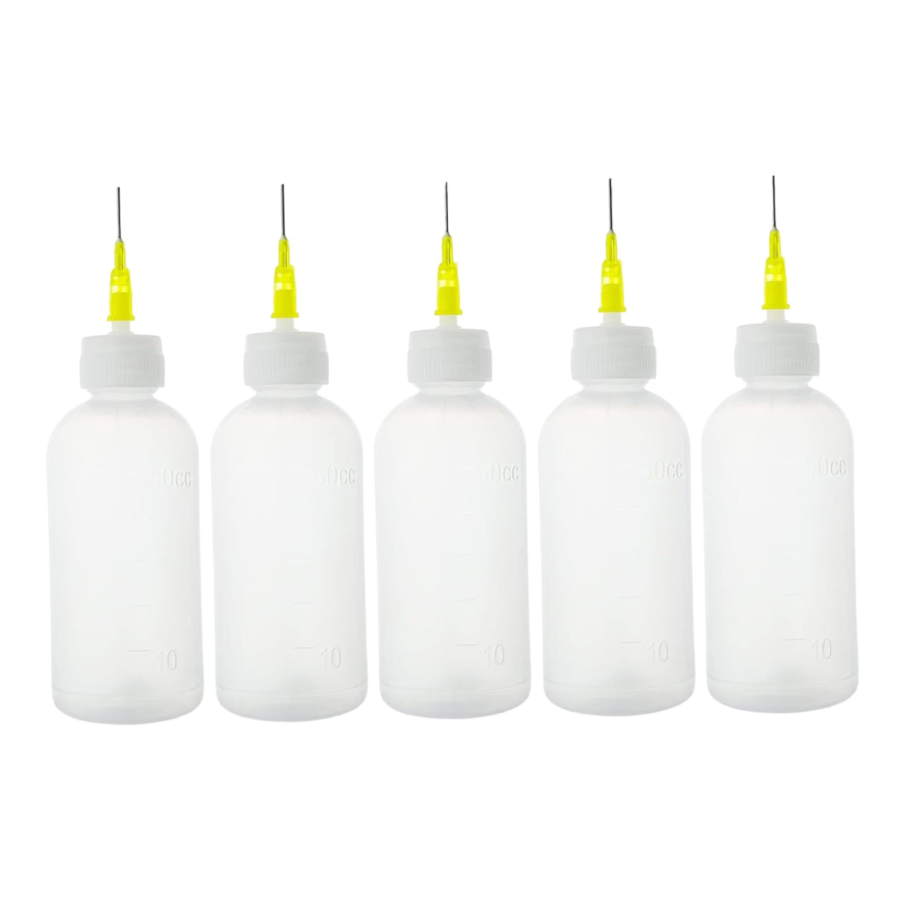 Suxdlan Needle Tip Squeeze Bottles 5PCS 50ml Thickened Precision Applicator Bottle with Scale, PE Craft Glue