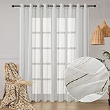 Topfinel Cortinas 3 Metros 1 Piezas para Salon Y Dormitorios Visillos De Lino Rayas 300x240 Cortinas Translucidas para La Habitacion De Matrimonios Y Juvenil Color De Natural