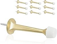 Vista 24 de Paquete de 16 topes rígidos sólidos para puerta, protectores de pared resistentes con puntas de goma suave, níquel satinado