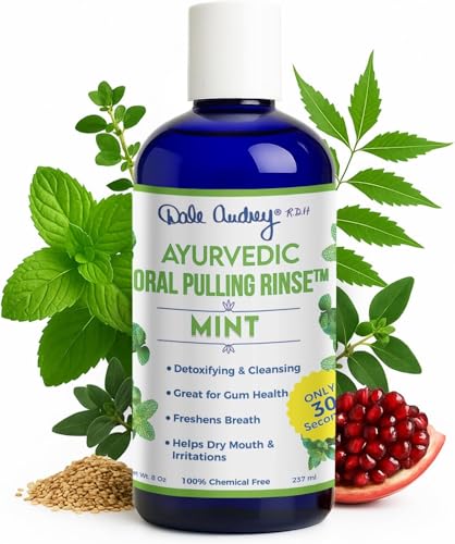 Dale Audrey Ayurvedico risciacquo orale tirare, la menta, il neem con, mirra, chiodi di garofano olio di origano e - 8 once (1,5 mesi-1 cucchiaino)
