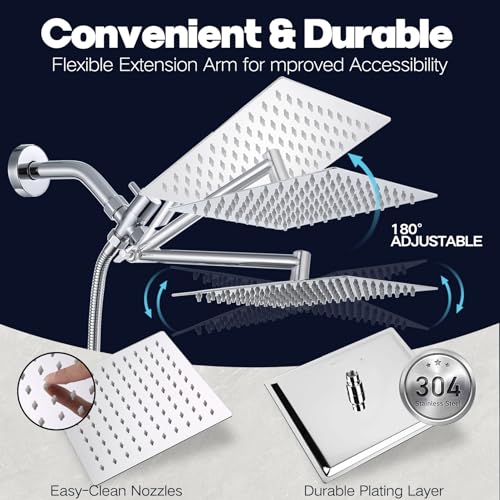 Pomme de douche haute pression pour manque de débit avec bras rallongé - 6