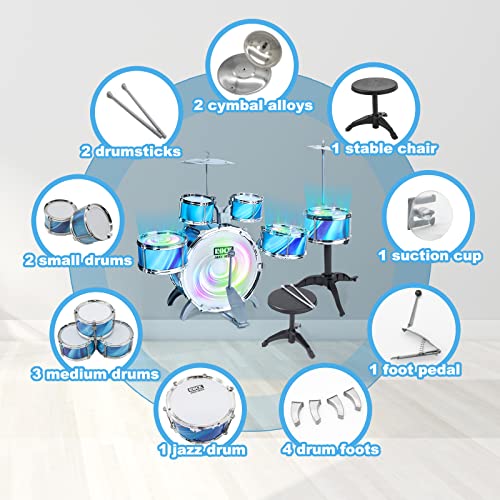 Kids Drum Set For Toddlers 1-3 (15-Piece), Drum Set For Kids Age 3-5-7-9, Musical Toys For Boys Girls, Drum Kit Instrument For Beginner Music Practice W/ 4 Lights, 6 Drums, 2 Cymbals... #TOP6