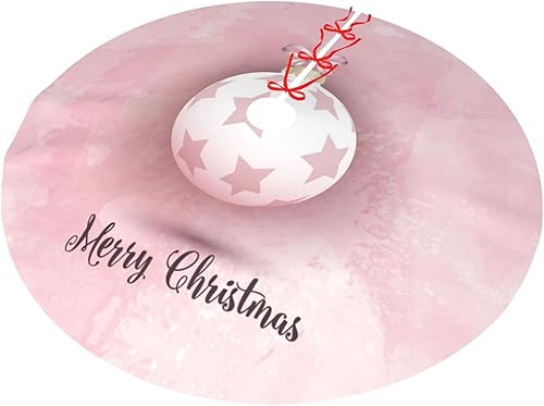 Miniatura 2 de Falda de árbol de Navidad estampada con bola de Navidad rosa de 48 pulgadas, faldas de árbol de Navidad decoraciones para fiestas de vacaciones,