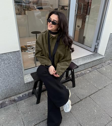 Womens Faux Suede Bomber Jacket Casual Lapel Pilot Cropped Coat Oversized Motorcycle Jackets 2025 Outerwear4