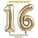 40 Inch Light Gold 16 Number Balloons White Gold Giant 16 Foil Mylar Helium Large Digital Balloon Champagne Gold Birthday Numbers Jumbo Balloons 16th or 61st Anniversary Party Decorations Supplies