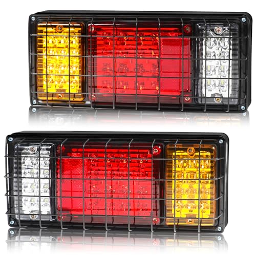 Image of 2 Pack 40 LED Trailer Tail Lights Kit with Iron Net Protection, Super Bright Waterproof Brake Turn Signal Reverse Lights for Truck, RV, Boat & Camper 10-30V